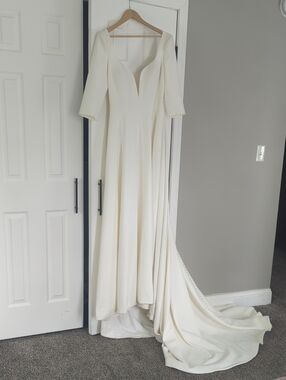 Ivory Crepe A-line Wedding Dress
